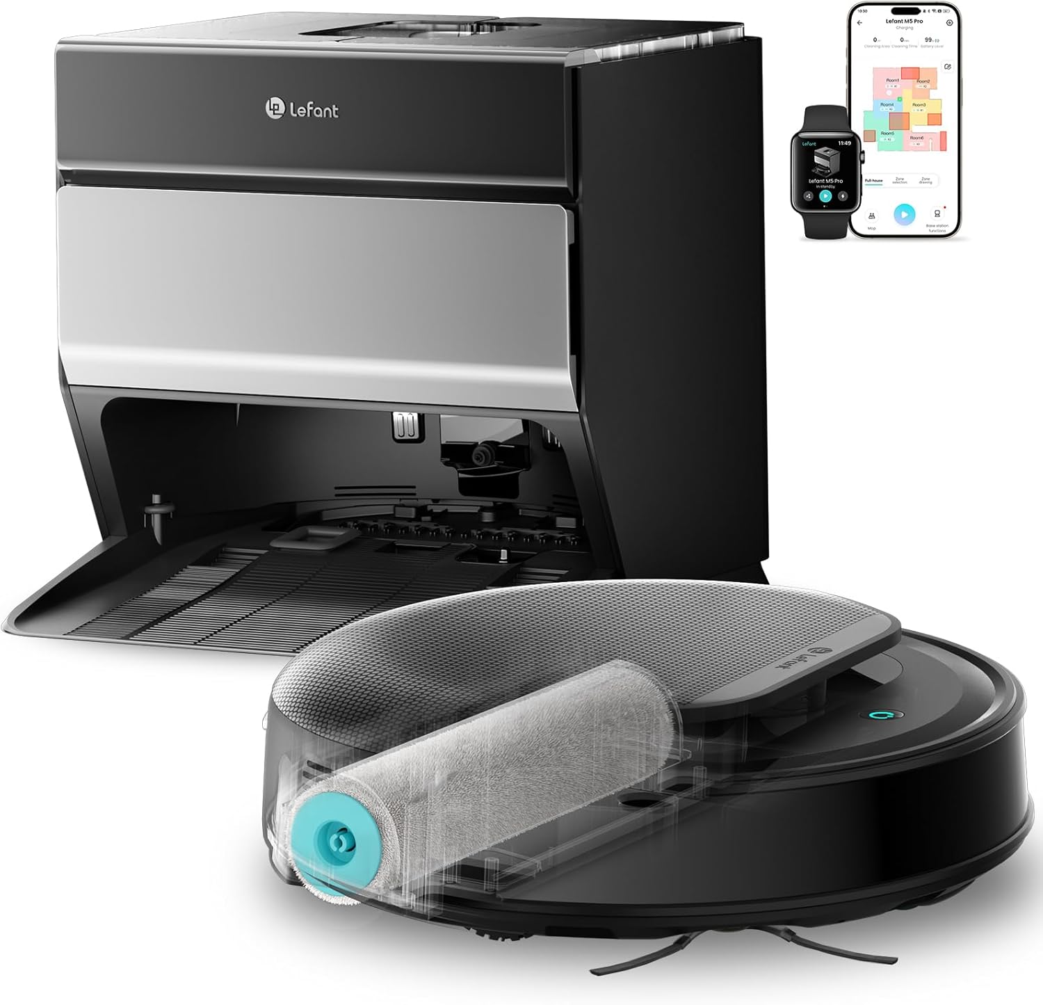 Lefant M5 Pro Robot Aspirapolvere Lavapavimenti con Rullo